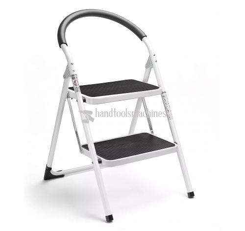 2 Step Stool Folding Step Stool Steel Stepladders with Handgrip Anti-Slip Sturdy