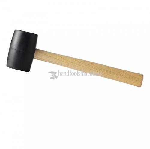 Black Rubber hammer with Wood Handle